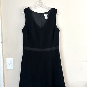 Isaac Mizrahi Sheath Dress Black Wool Blend Lined Sleeveless V Neck Back Size 14